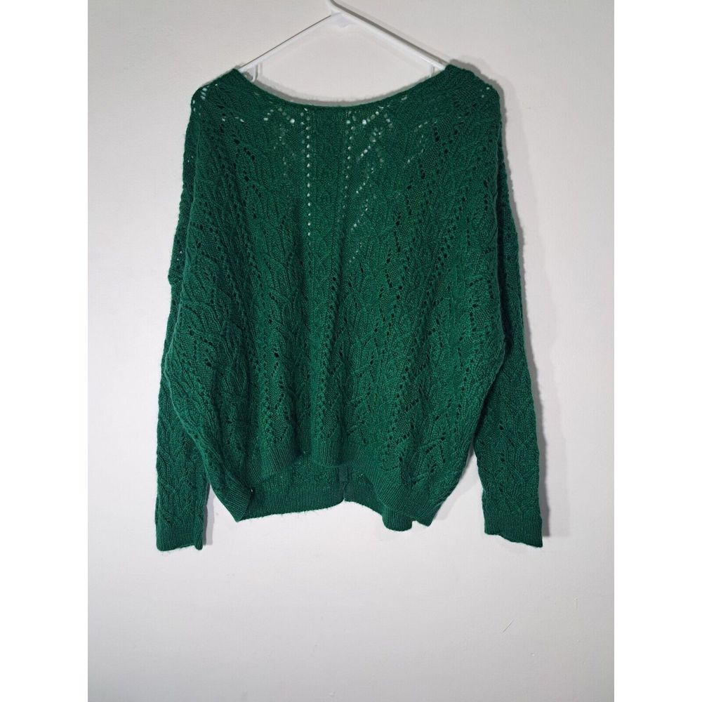 Sezane Womens Small RICH FORREST GREEN Sweater KID MOHAIR WOOL Boat Neck
